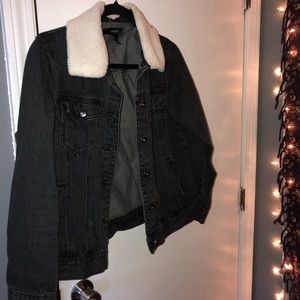Forever 21 Jean Jacket with Faux Fleece Collar
